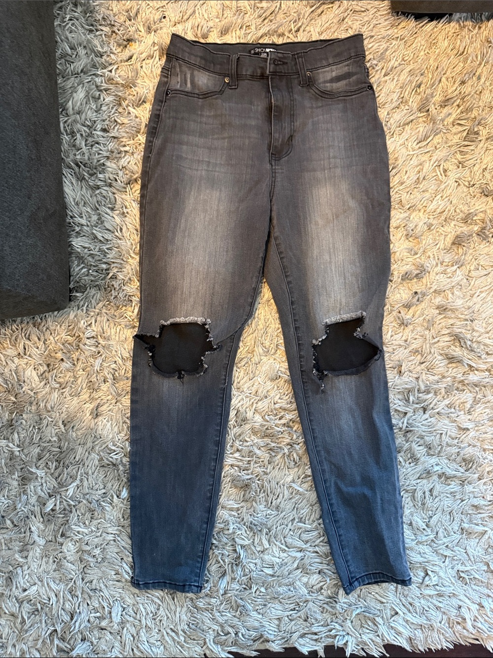 Fashion Nova Gray Distressed High-Rise Skinny Jeans